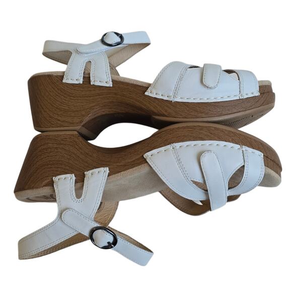 White Sandals Dansko Season Size 9.5-10 EU 40 Leather Platform Clog Ankle Strap - Picture 14 of 14